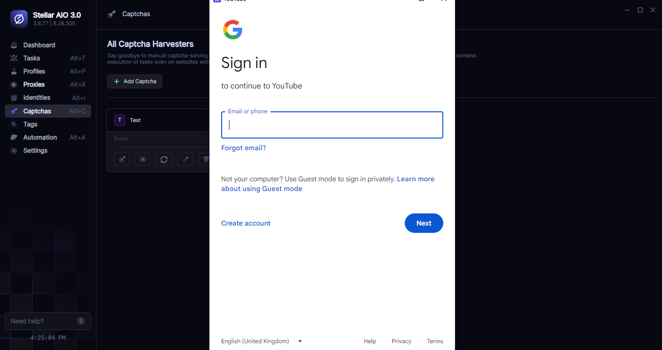 Google sign-in through YouTube