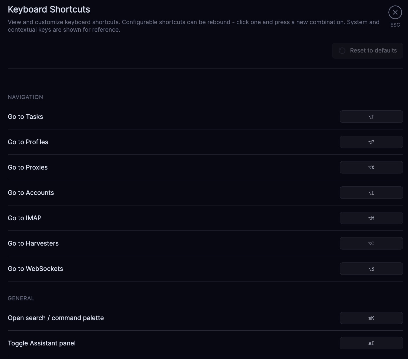Stellar 4.0 keyboard shortcuts settings