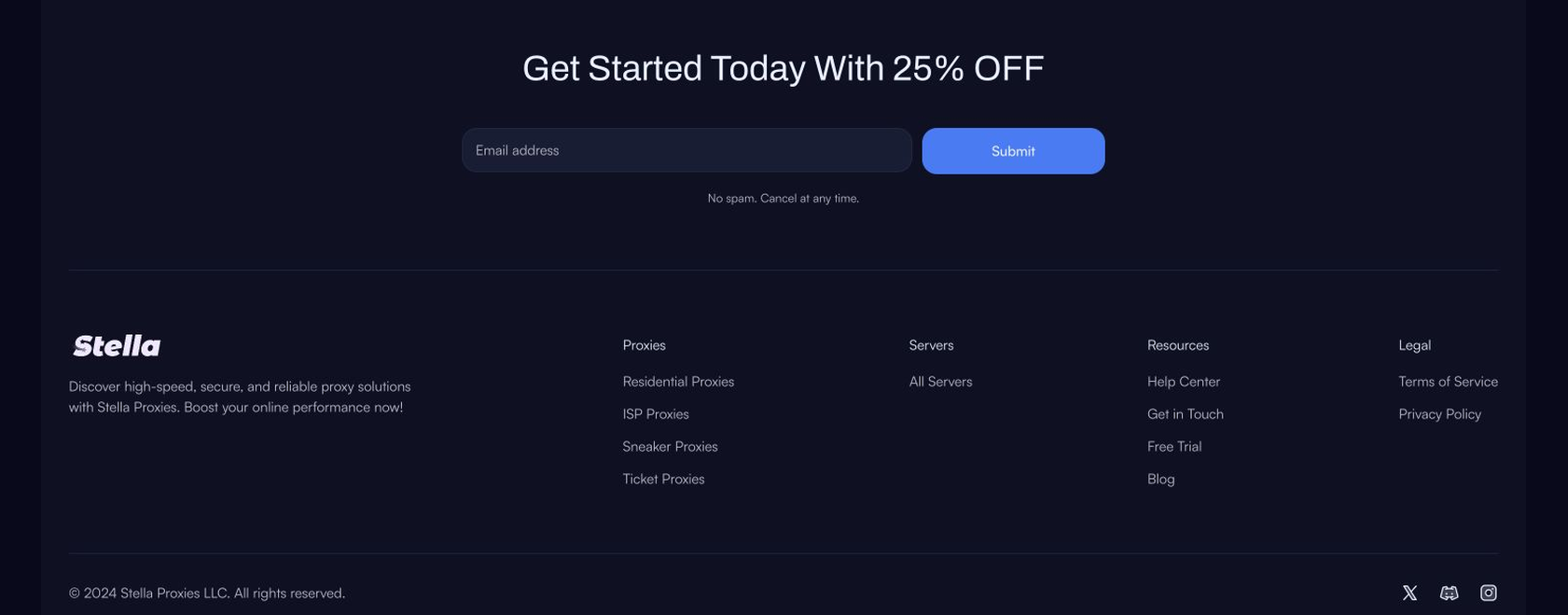 Provider website footer with Help Center, Get in Touch and the Discord icon near the bottom right. Offers shown may change.