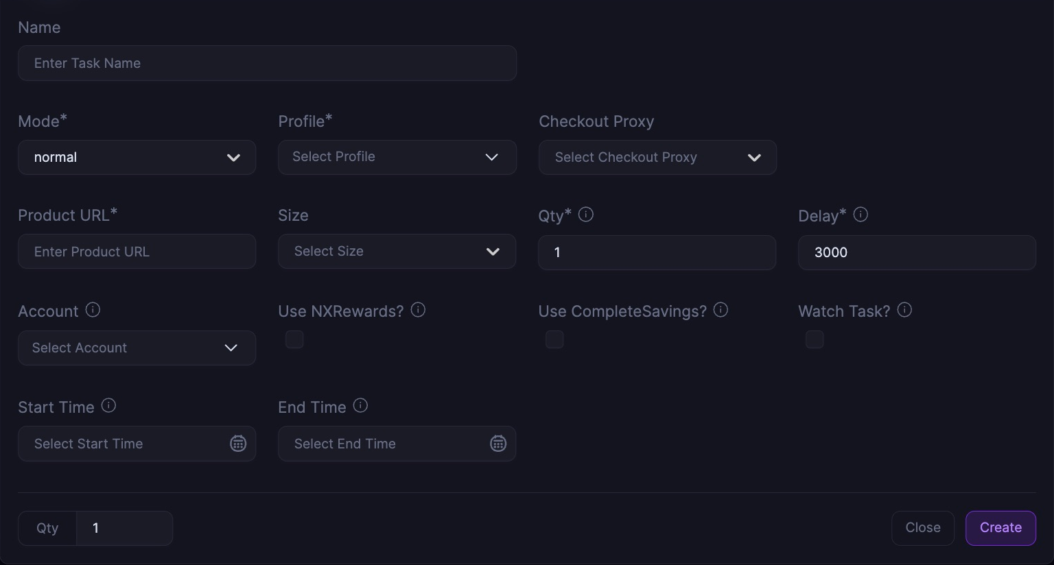 Selfridges Normal task settings in Stellar 4.0
